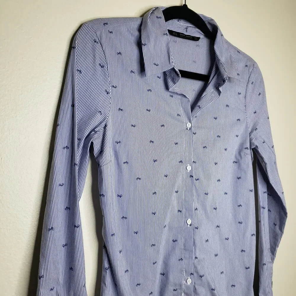 Zara Basic| Bicycle Pattern Button Down - Picture 3 of 14